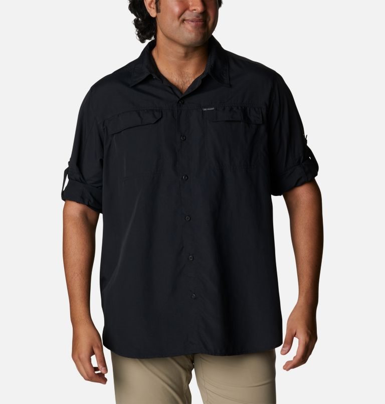 Men's Columbia Silver Ridge 2.0 Long Sleeve Shirts Black | Plus Size CA-H8L1C